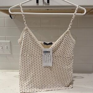Brandy Melville Cream Heart Pattern Top